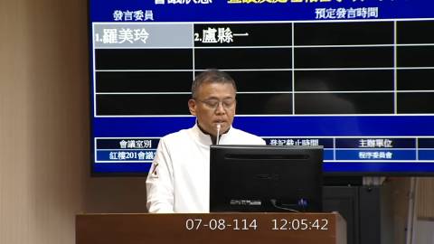 2025-07-08 12:00 第11屆 第3會期 主辦單位：程序委員會 盧縣一委員質詢封面