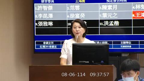 2025-08-06 09:00 第11屆 第3會期 主辦單位：交通委員會 王鴻薇委員質詢封面