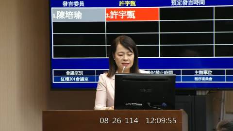 2025-08-26 12:00 第11屆 第3會期 主辦單位：程序委員會 許宇甄委員質詢封面
