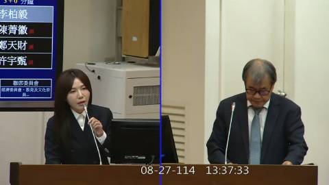 2025-08-27 09:00 第11屆 第3會期 主辦單位：財政委員會 吳沛憶委員質詢封面