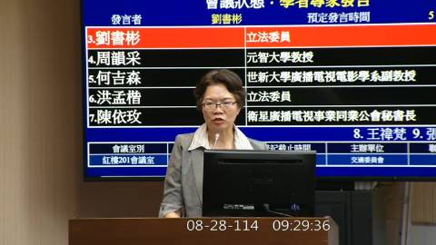 2025-08-28 09:00 第11屆 第3會期 主辦單位：交通委員會 劉書彬委員質詢封面