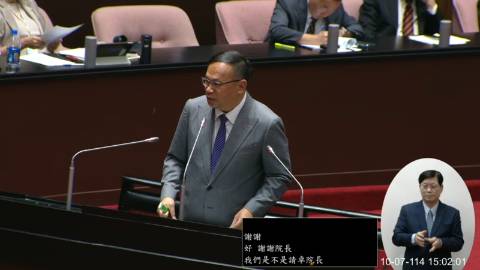 2025-10-07 09:00 第11屆 第4會期 主辦單位：院會 王義川委員質詢封面