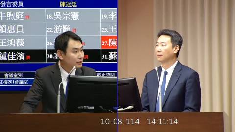 2025-10-08 09:00 第11屆 第4會期 主辦單位：交通委員會 陳冠廷委員質詢封面