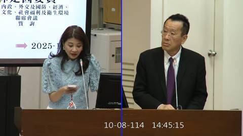 2025-10-08 09:00 第11屆 第4會期 主辦單位：財政委員會 林楚茵委員質詢封面