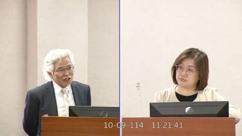 2025-10-09 09:00 第11屆 第4會期 主辦單位：司法及法制委員會 陳培瑜委員質詢封面