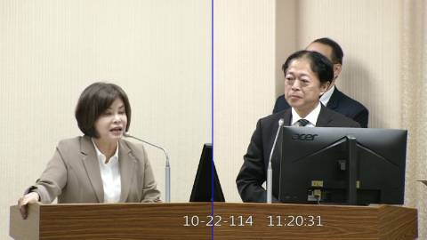 2025-10-22 09:00 第11屆 第4會期 主辦單位：外交及國防委員會 賴惠員委員質詢封面