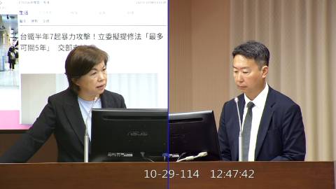 2025-10-29 09:00 第11屆 第4會期 主辦單位：交通委員會 楊瓊瓔委員質詢封面