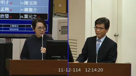2025-11-12 09:00 第11屆 第4會期 主辦單位：財政委員會 黃珊珊委員質詢封面