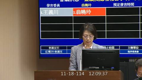 2025-11-18 12:00 第11屆 第4會期 主辦單位：程序委員會 翁曉玲委員質詢封面