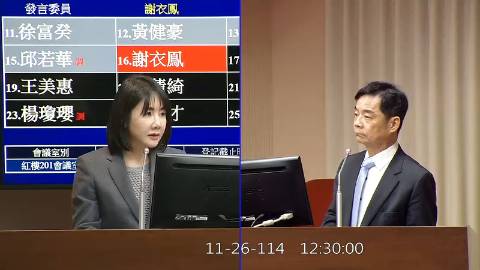 2025-11-26 09:00 第11屆 第4會期 主辦單位：交通委員會 謝衣鳯委員質詢封面