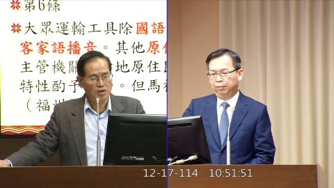 2025-12-17 09:00 第11屆 第4會期 主辦單位：交通委員會 鄭天財Sra Kacaw委員質詢封面