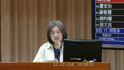 2025-12-22 09:00 第11屆 第4會期 主辦單位：教育及文化委員會 陳培瑜委員質詢封面