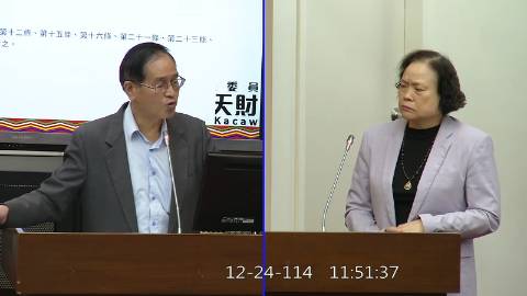 2025-12-24 09:00 第11屆 第4會期 主辦單位：財政委員會 鄭天財Sra Kacaw委員質詢封面