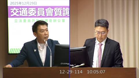 2025-12-29 09:00 第11屆 第4會期 主辦單位：交通委員會 許智傑委員質詢封面