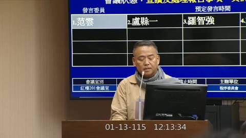 2026-01-13 12:00 第11屆 第4會期 主辦單位：程序委員會 盧縣一委員質詢封面