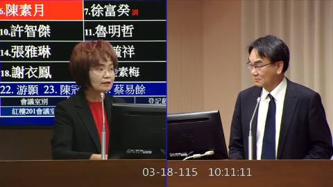 2026-03-18 09:00 第11屆 第5會期 主辦單位：交通委員會 陳素月委員質詢封面