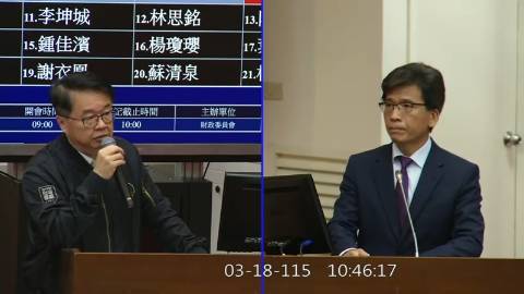 2026-03-18 09:00 第11屆 第5會期 主辦單位：財政委員會 吳秉叡委員質詢封面