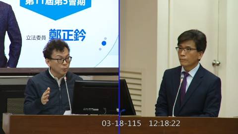 2026-03-18 09:00 第11屆 第5會期 主辦單位：財政委員會 鄭正鈐委員質詢封面