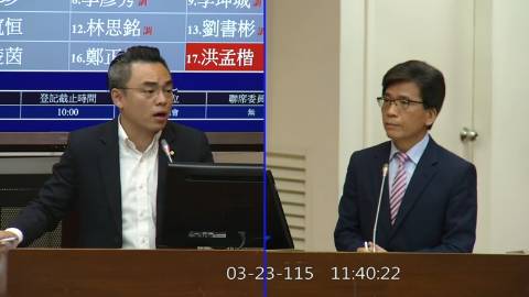 2026-03-23 09:00 第11屆 第5會期 主辦單位：財政委員會 洪孟楷委員質詢封面