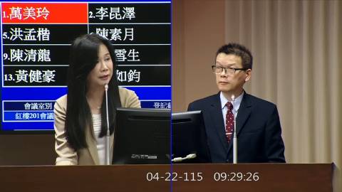 2026-04-22 09:00 第11屆 第5會期 主辦單位：交通委員會 萬美玲委員質詢封面