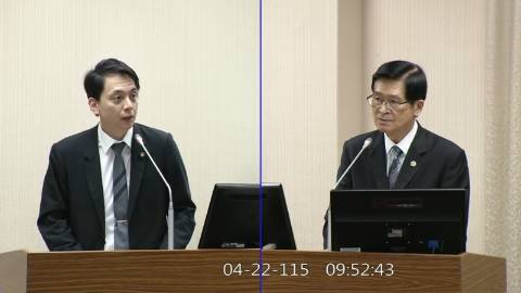 2026-04-22 09:00 第11屆 第5會期 主辦單位：外交及國防委員會 牛煦庭委員質詢封面