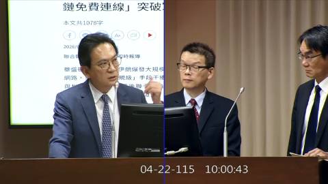 2026-04-22 09:00 第11屆 第5會期 主辦單位：交通委員會 林俊憲委員質詢封面