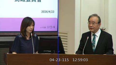 2026-04-23 09:00 第11屆 第5會期 主辦單位：財政委員會 郭昱晴委員質詢封面