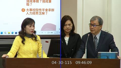 2026-04-30 09:00 第11屆 第5會期 主辦單位：教育及文化委員會 林宜瑾委員質詢封面