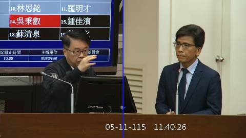 2026-05-11 09:00 第11屆 第5會期 主辦單位：財政委員會 吳秉叡委員質詢封面