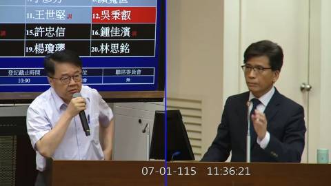 2026-07-01 09:00 第11屆 第5會期 主辦單位:財政委員會 吳秉叡委員質詢封面