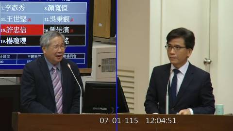 2026-07-01 09:00 第11屆 第5會期 主辦單位:財政委員會 許忠信委員質詢封面