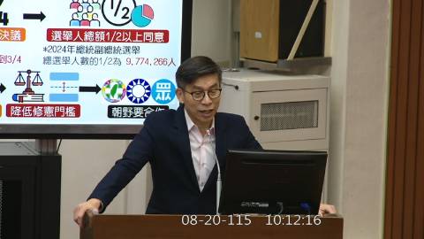 2026-08-20 09:00 第11屆 第5會期 主辦單位：修憲委員會 鍾佳濱委員質詢封面