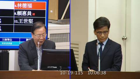 2026-10-19 09:00 第11屆 第6會期 主辦單位:財政委員會 林德福委員質詢封面